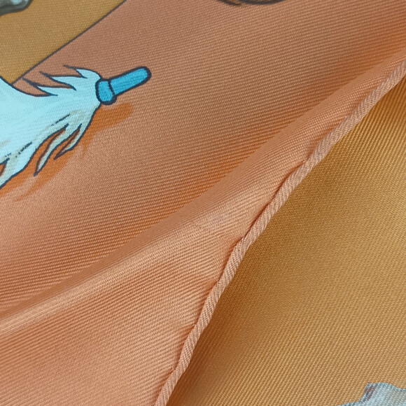 HERMES Orange Silk Scarf - Picture 4 of 7